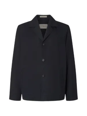 Brunello Cucinelli バージンウールスナップボタン シャツ | ブルー