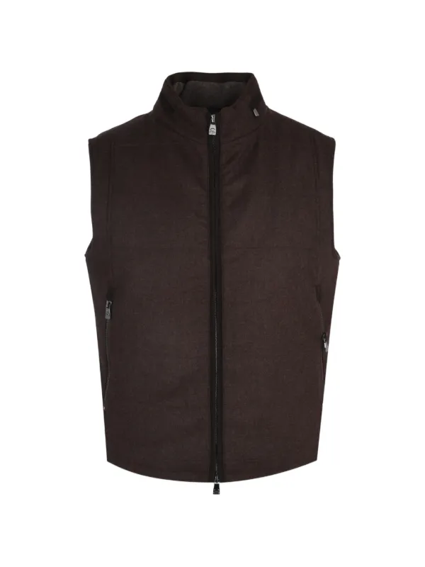 Corneliani Zip Outdoor Waistcoat in Brown