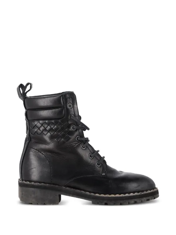 Bottega Veneta Pre-Owned Eldfell レザーコンバットブーツ | ブラック