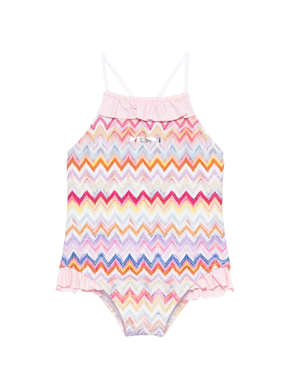 Missoni Kids chevron-print swimsuit - Bianco