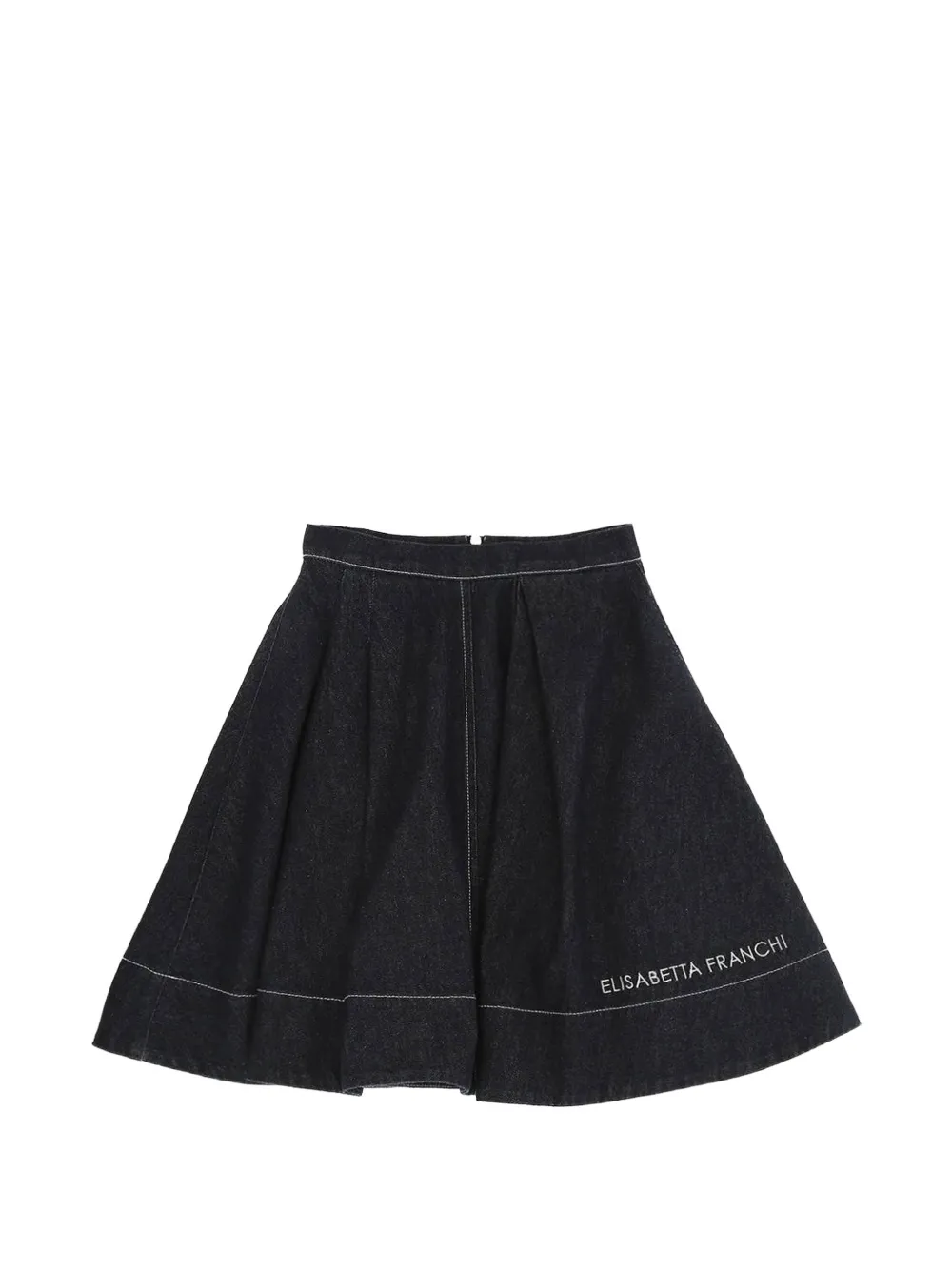 Elisabetta Franchi La Mia Bambina embroidered-logo denim skirt - Blu