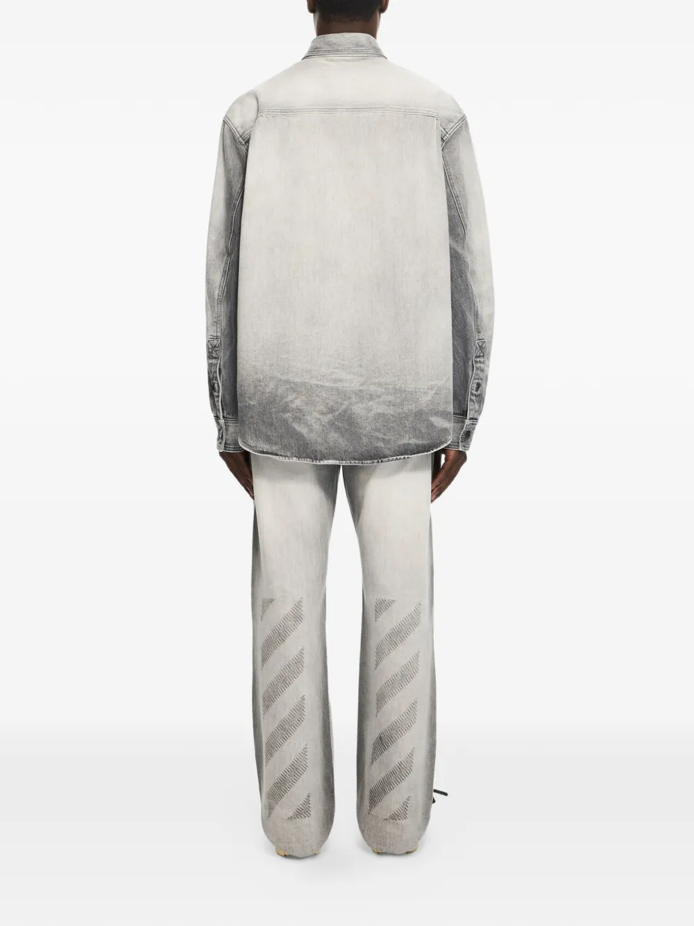 Off-White Diagonal slim-fit jeans met borduurwerk Grijs