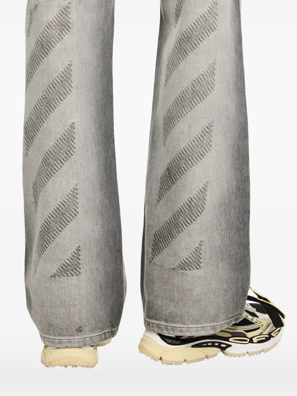 Off-White Diagonal slim-fit jeans met borduurwerk Grijs