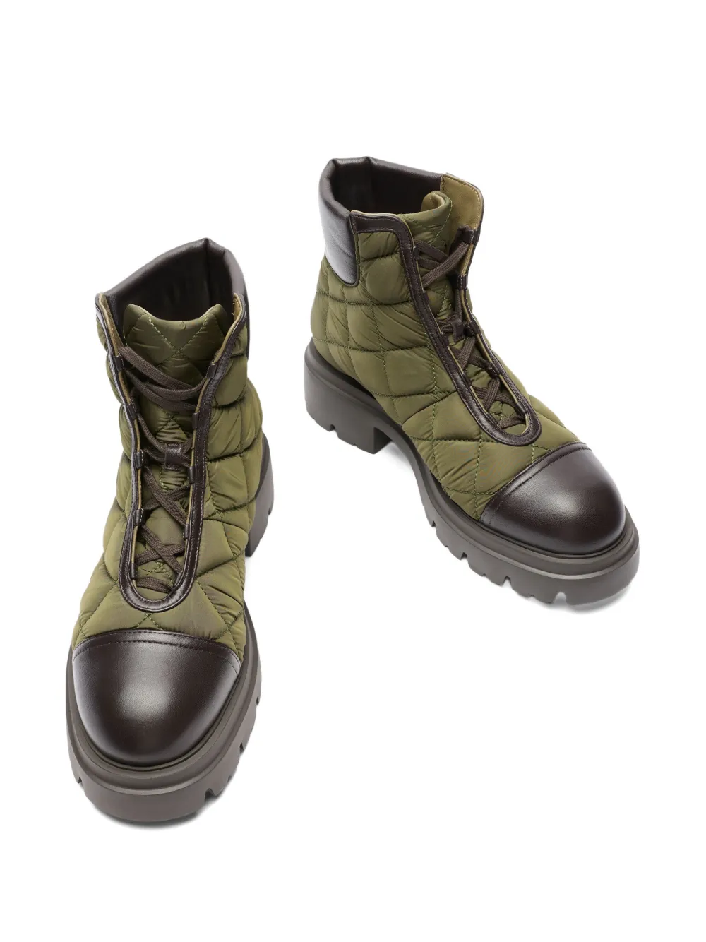 Stuart Weitzman Hudson quilted combat boots Groen