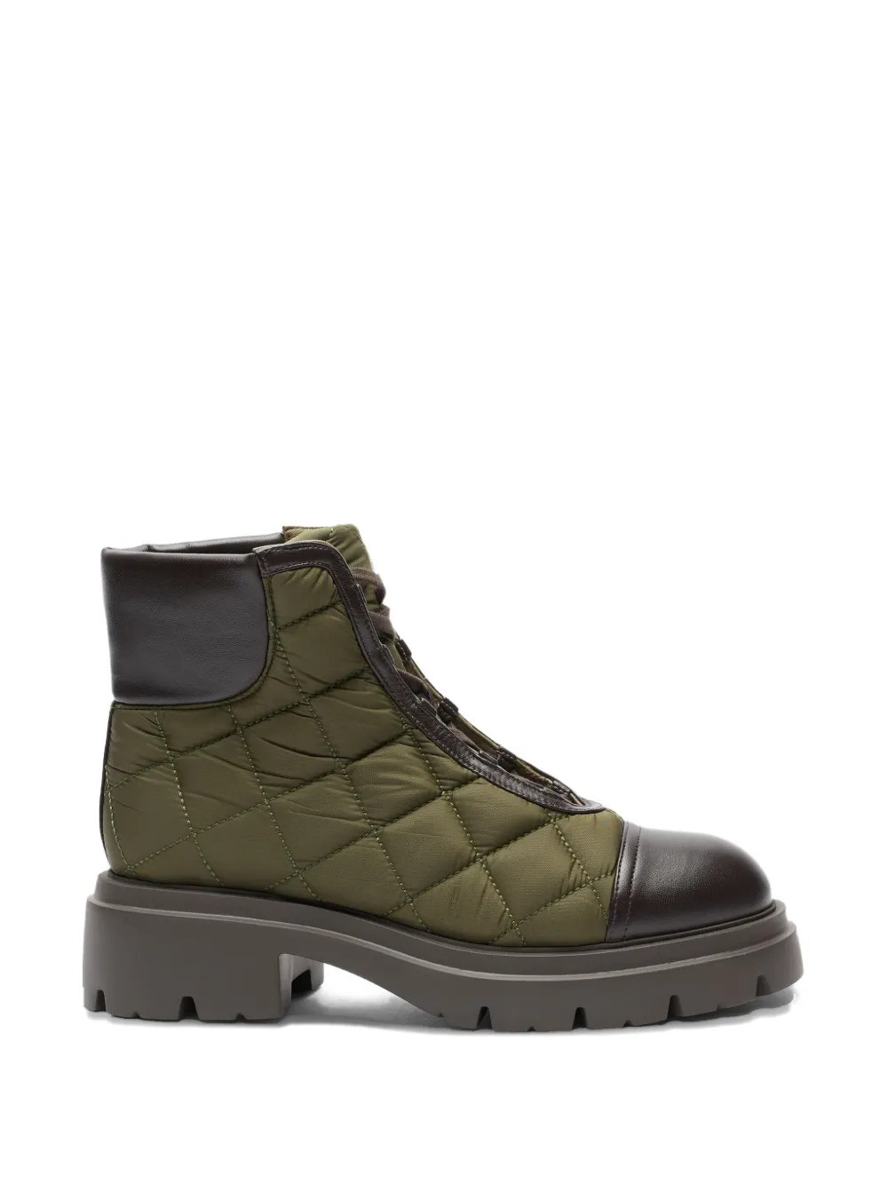 Stuart Weitzman Hudson quilted combat boots Groen