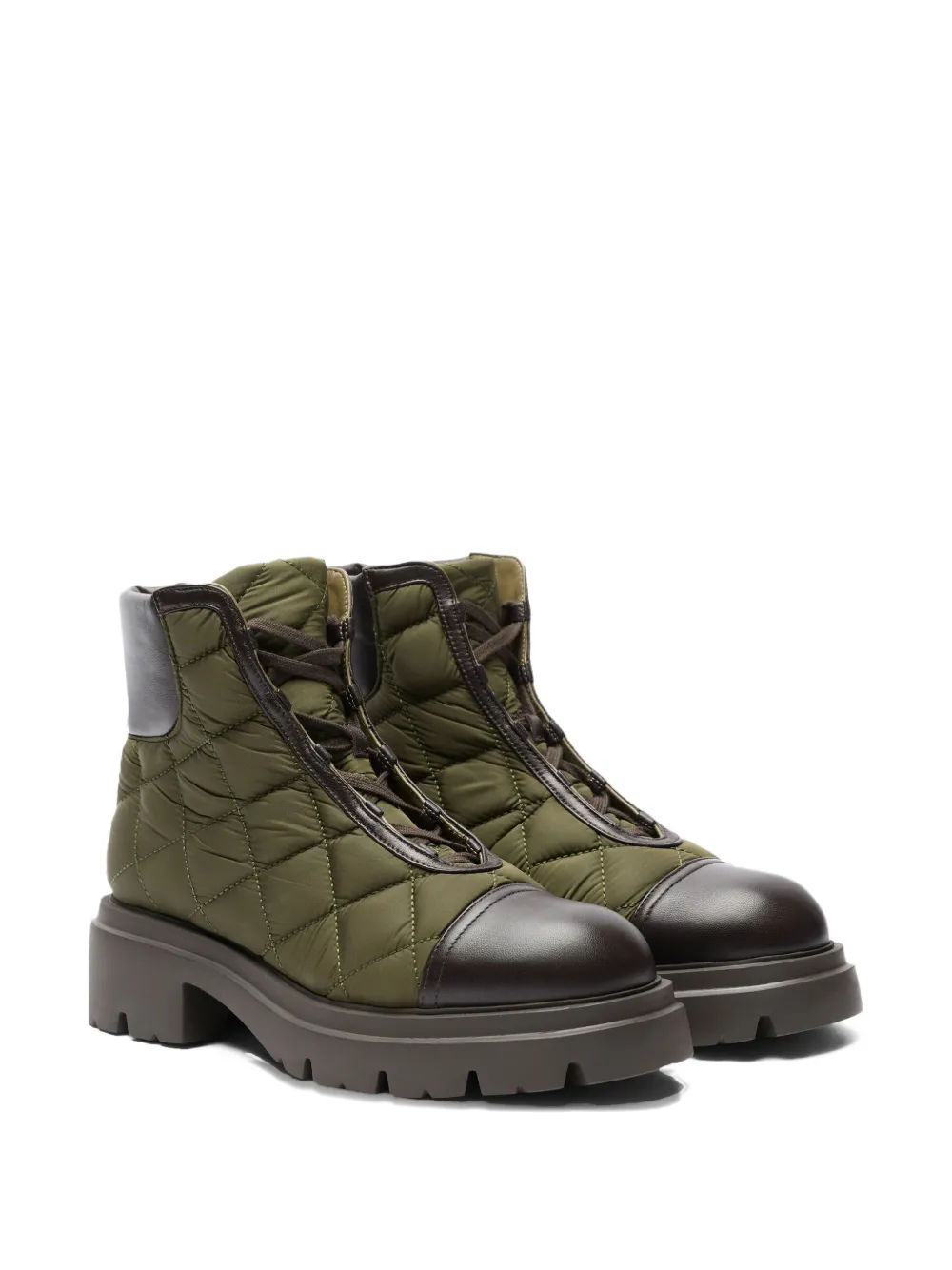 Stuart Weitzman Hudson quilted combat boots Groen