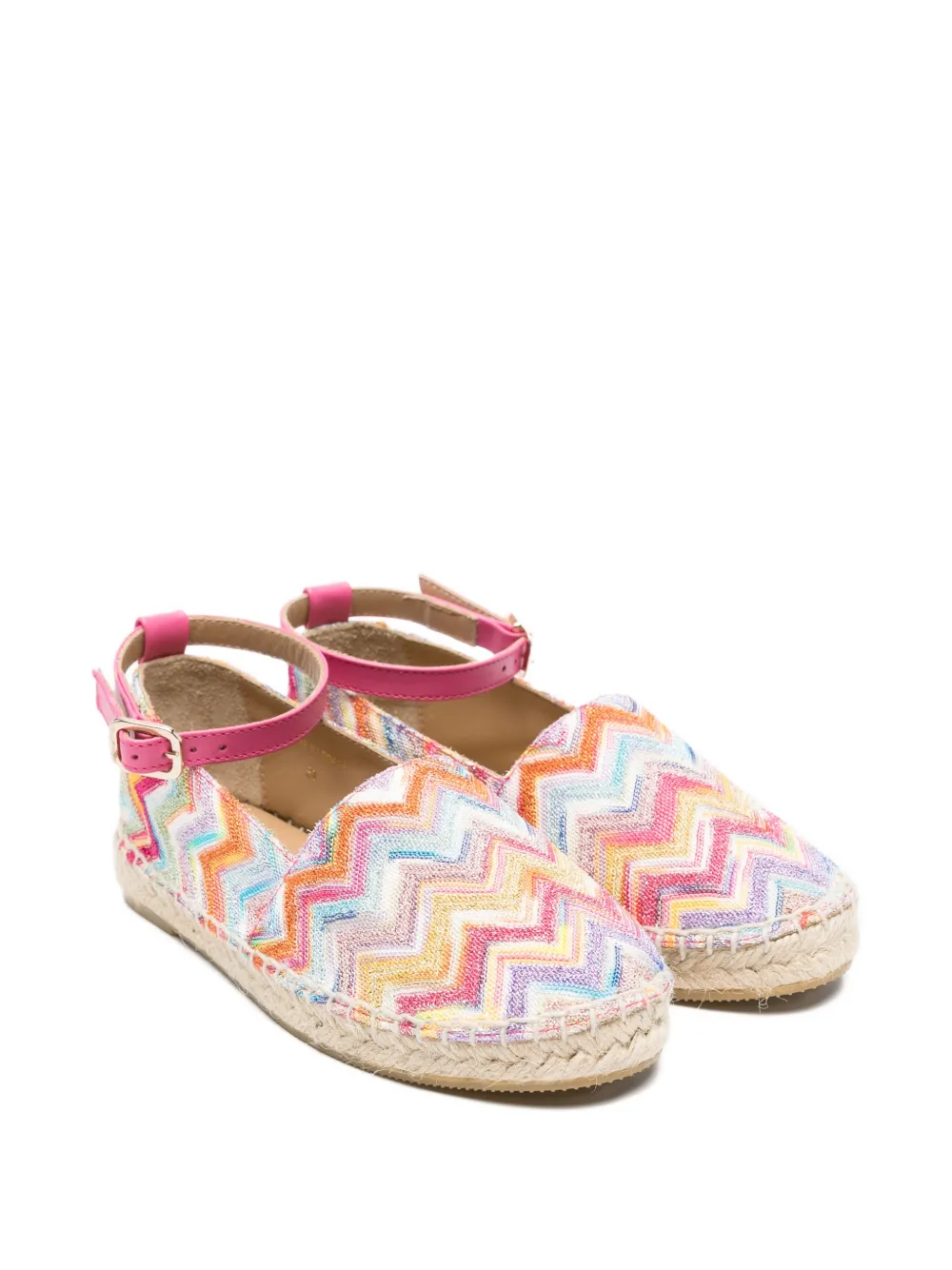 Missoni Kids zigzag ankle strap ballerinas - Rosa