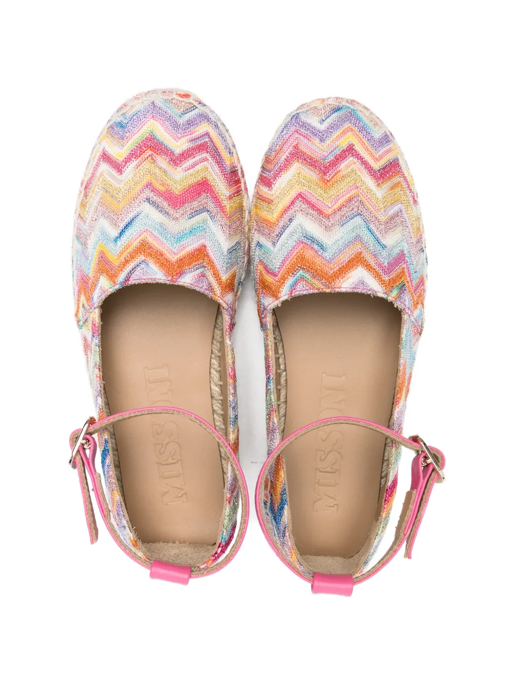 Missoni Kids zigzag ankle strap ballerinas Roze
