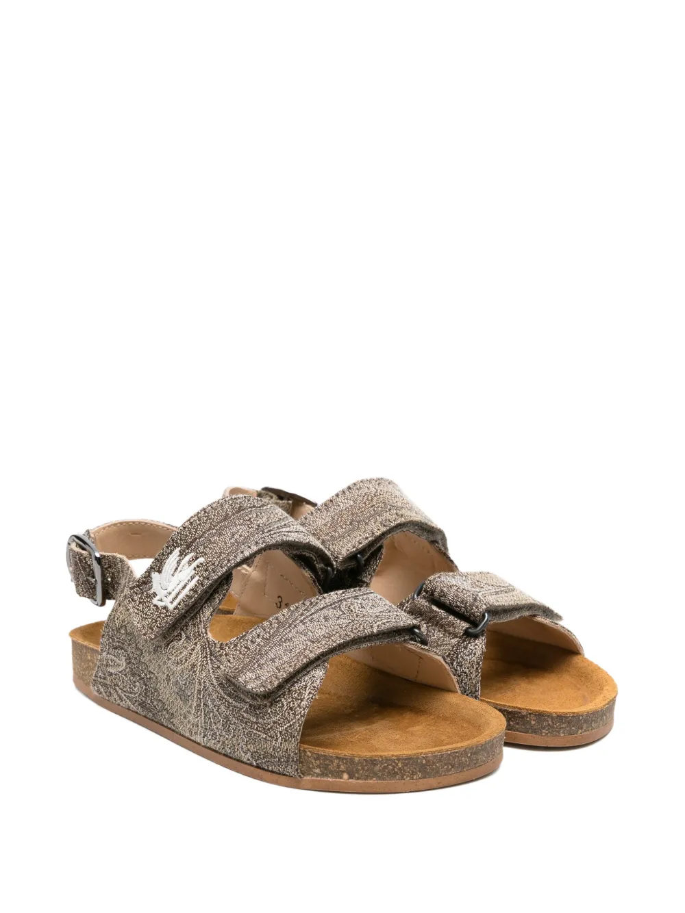 ETRO KIDS paisley appliqued sandals - Marrone