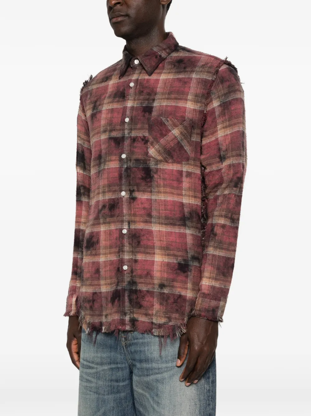  R13 Plaid Frayed Shirt - Purple 