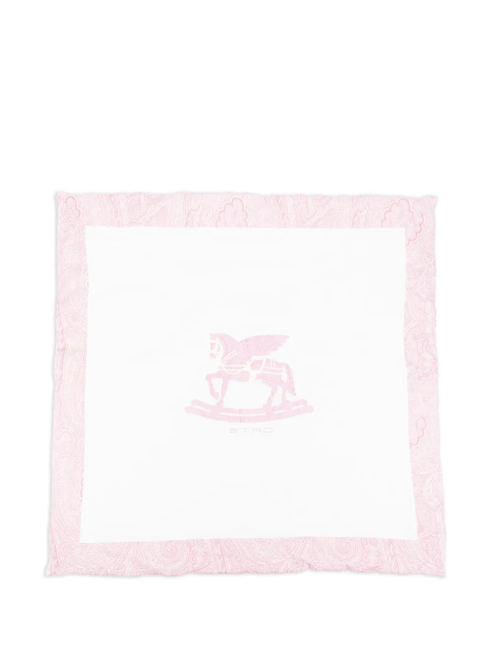 ETRO KIDS horse-print paisley-trim blanket - Bianco