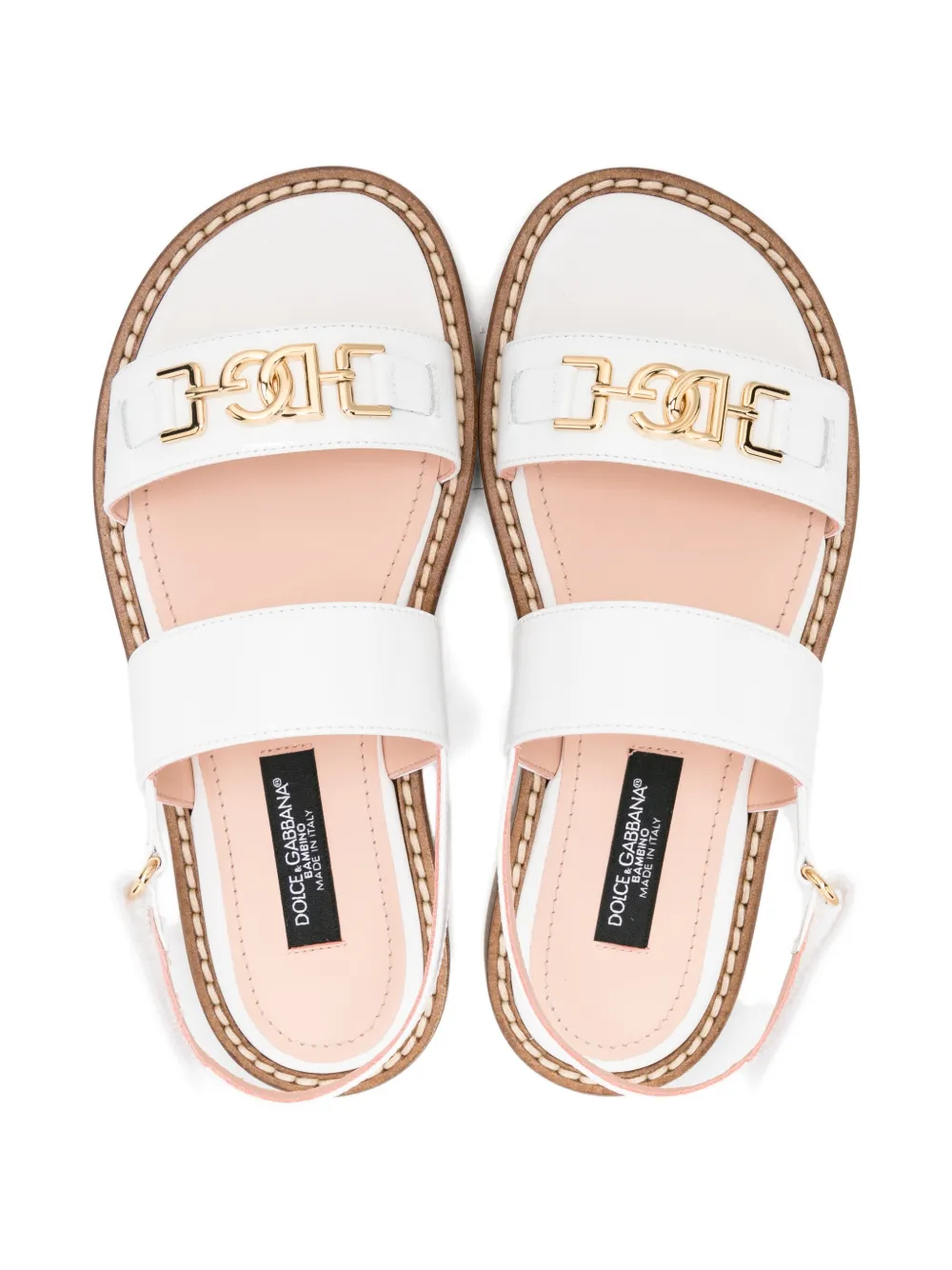 Dolce & Gabbana Kids logo leather sandals Wit