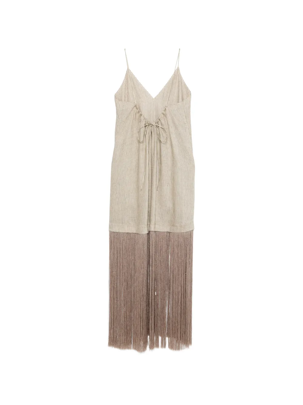  Alysi Striped Fringed Maxi Dress - Neutrals 