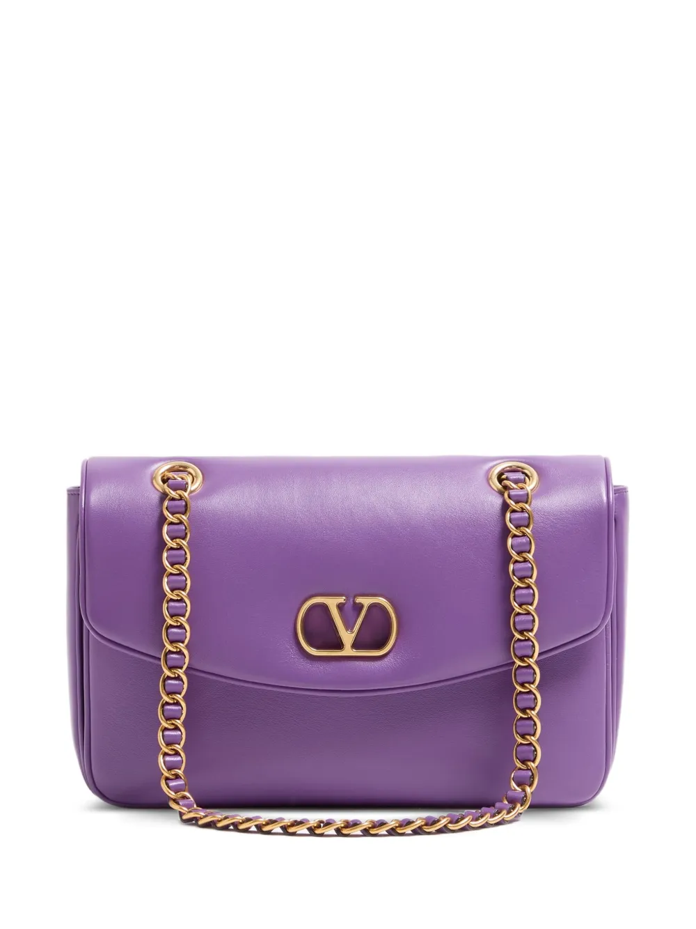 Valentino Garavani Borsa Djuna media in nappa con catena - Viola