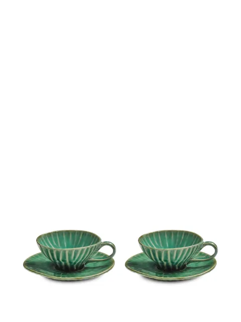 Serax Verde Lanza ribbed espresso cup & saucer (two-person setting)