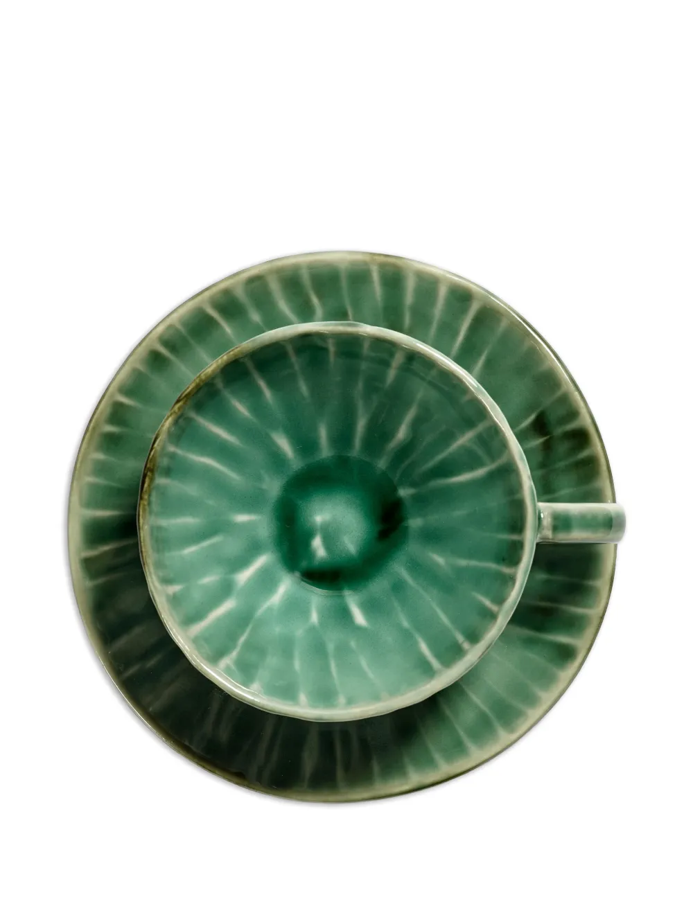 Verde Lanza Ribbed Espresso Cup & Saucer (Two-Person Setting)