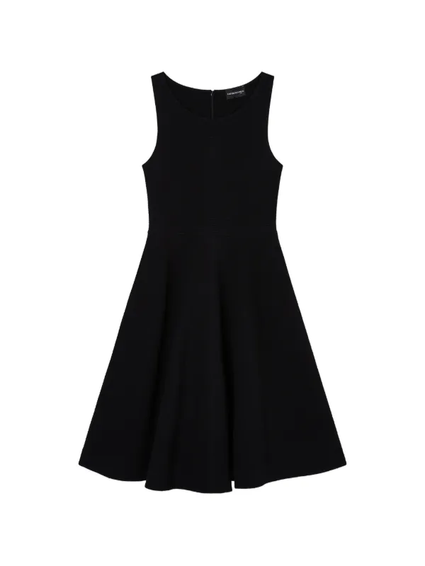 Emporio Armani Embossed Jersey Full-skirted Dress in Black