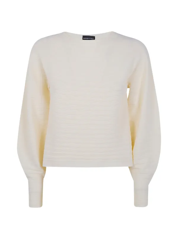 Emporio Armani Balloon-sleeve Sweater in Neutrals