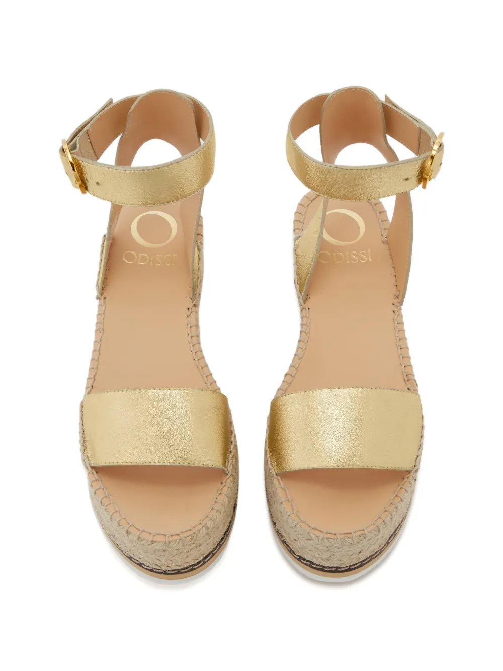 ODISSI Lily espadrilles met sleehak Goud