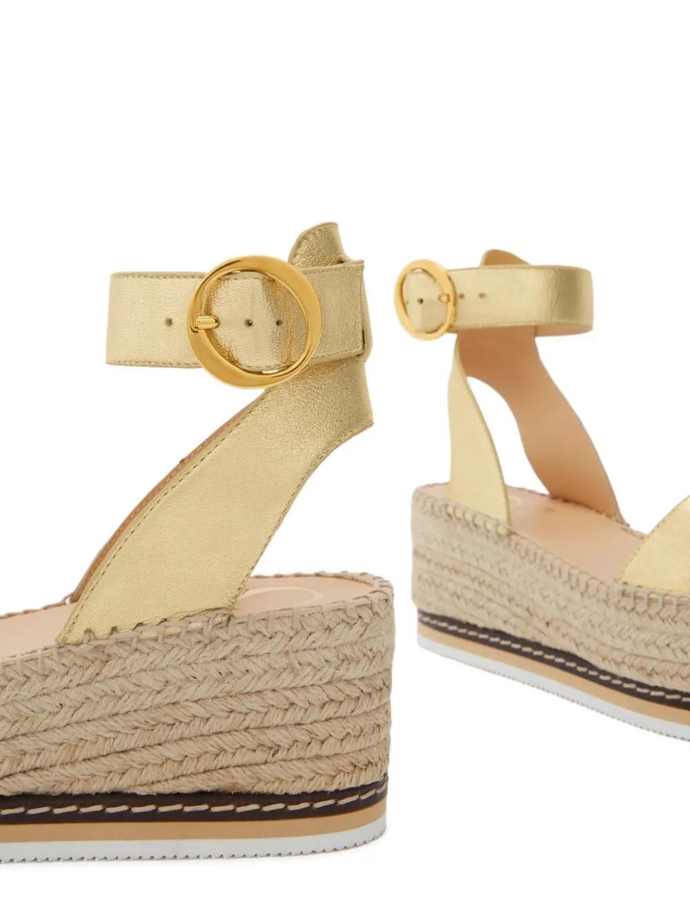 ODISSI Lily espadrilles met sleehak Goud
