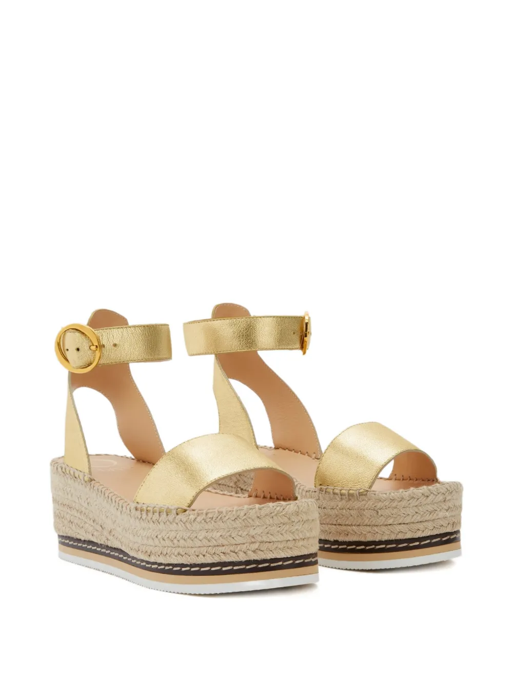 ODISSI Lily espadrilles met sleehak Goud