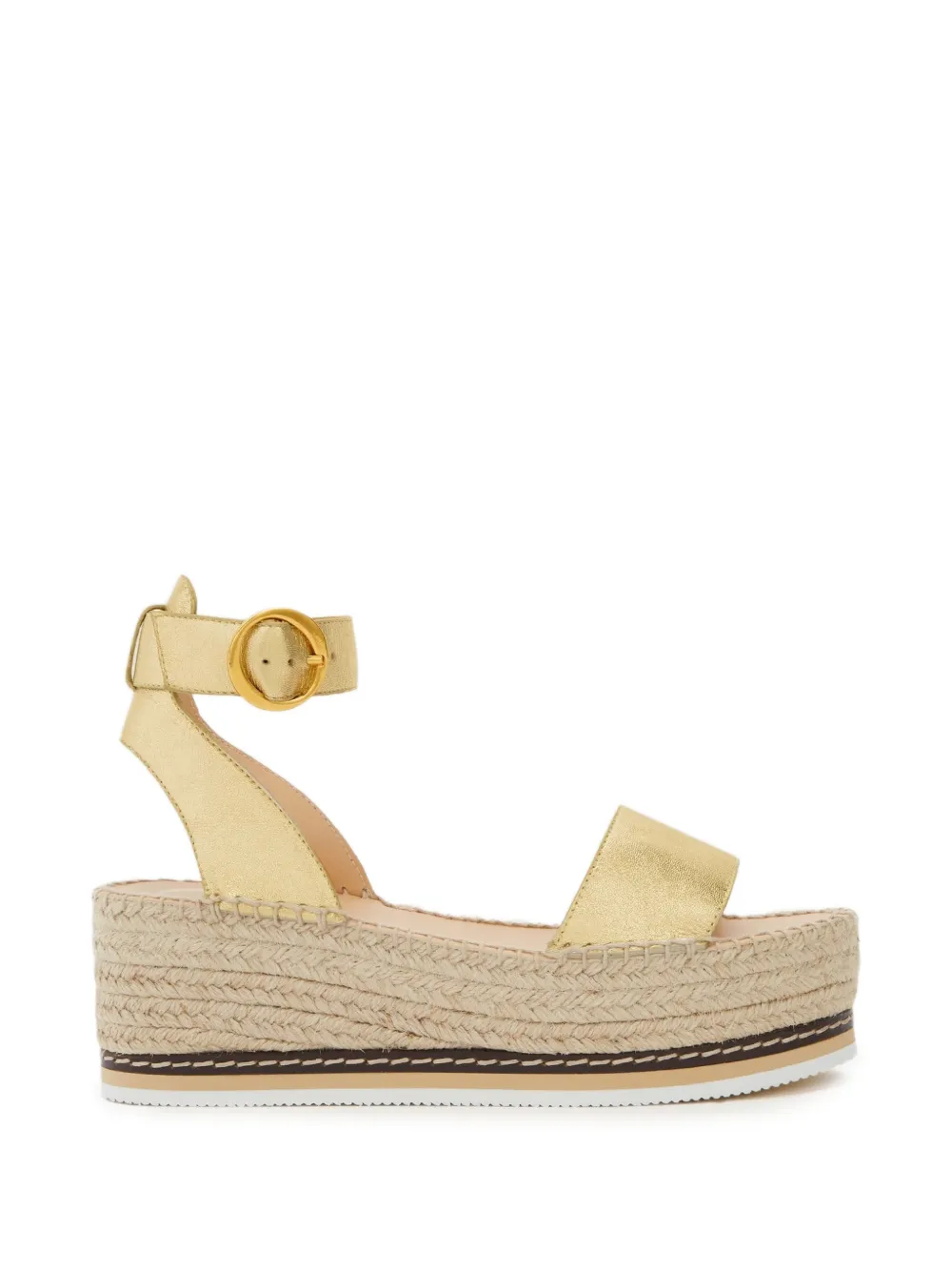 ODISSI Lily espadrilles met sleehak Goud