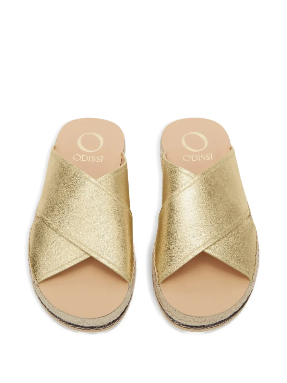 ODISSI Lily espadrilles met gekruist detail Goud