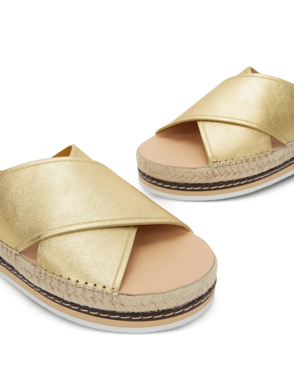 ODISSI Lily espadrilles met gekruist detail Goud