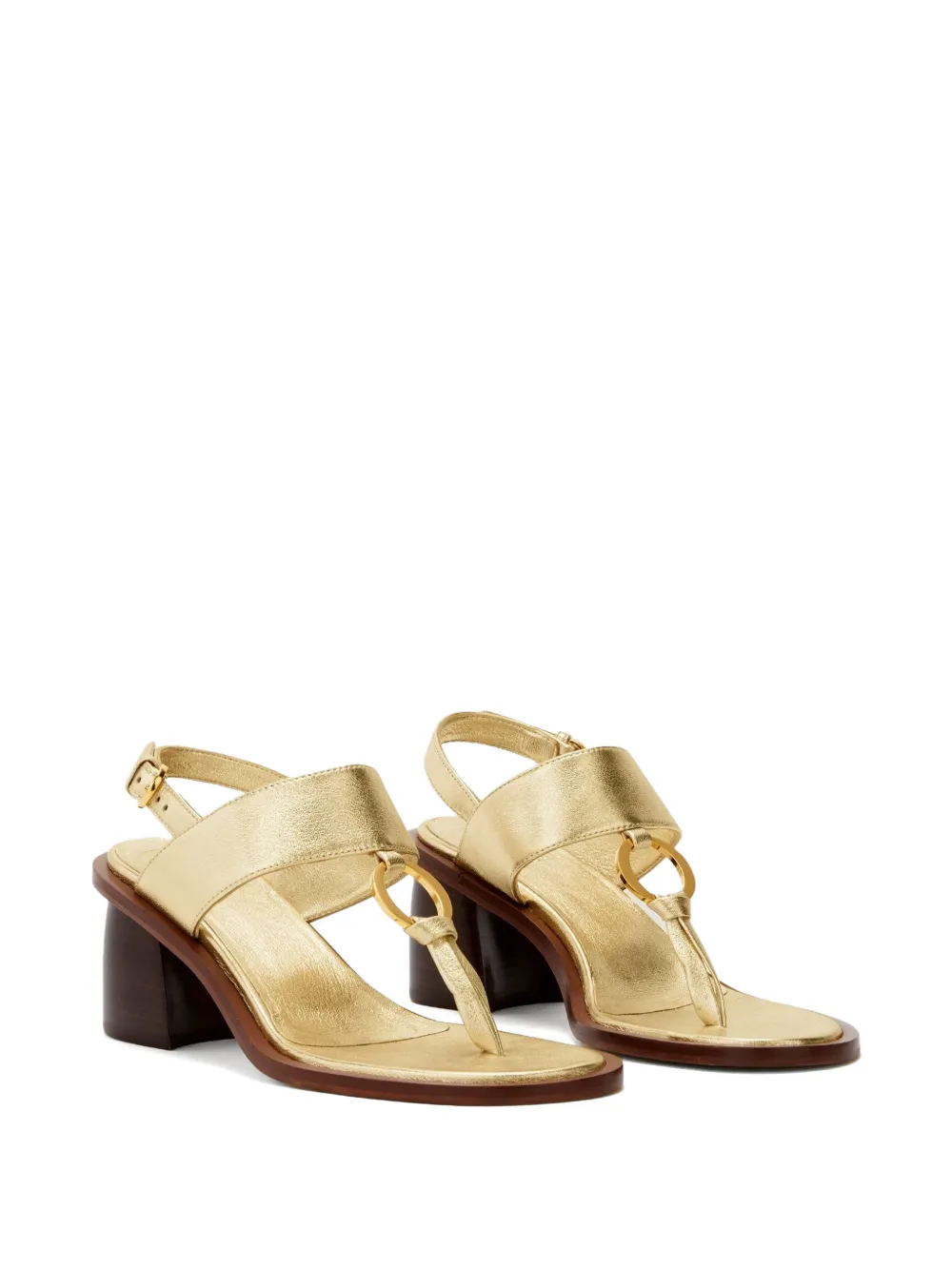 ODISSI Olivia Mid leren sandalen met ringdetail Goud