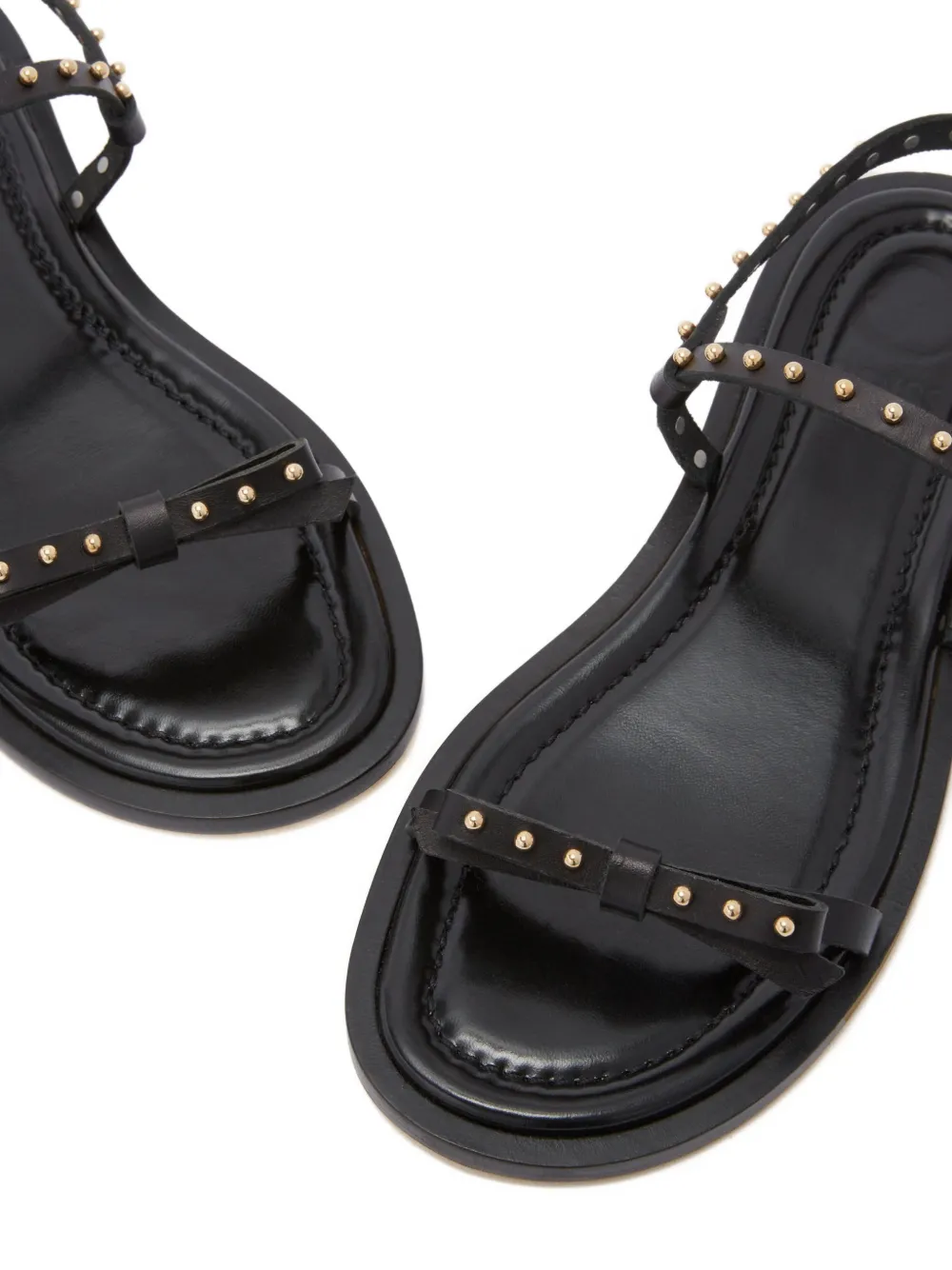 ODISSI Jackie leren sandalen met strikdetail Zwart