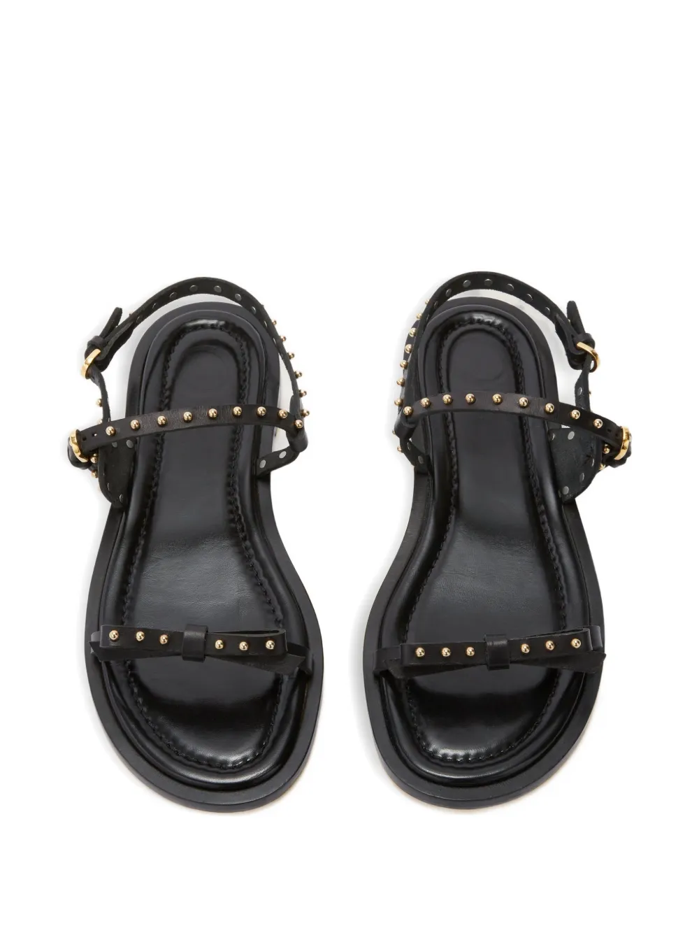 ODISSI Jackie leren sandalen met strikdetail Zwart