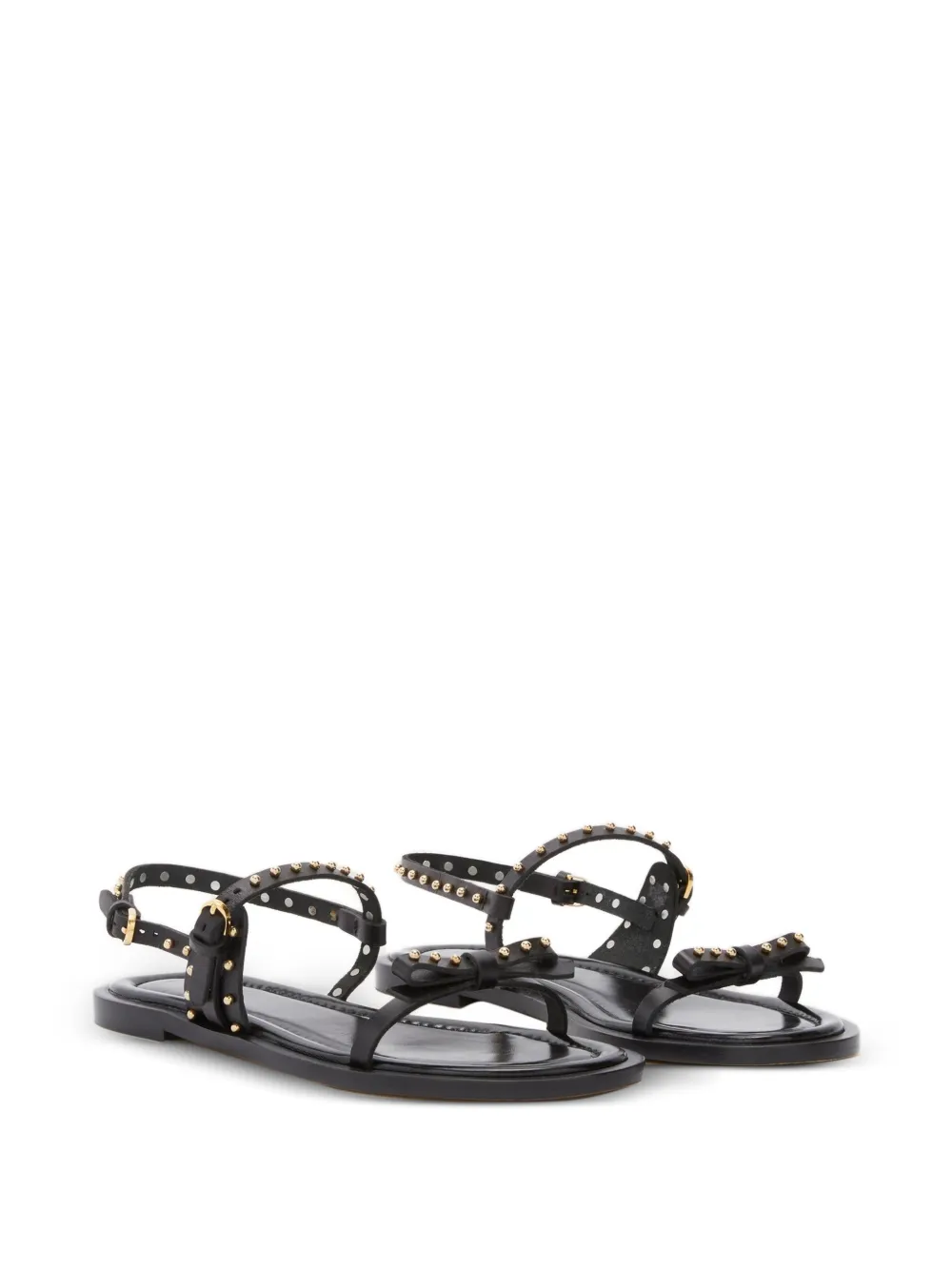 ODISSI Jackie leren sandalen met strikdetail Zwart