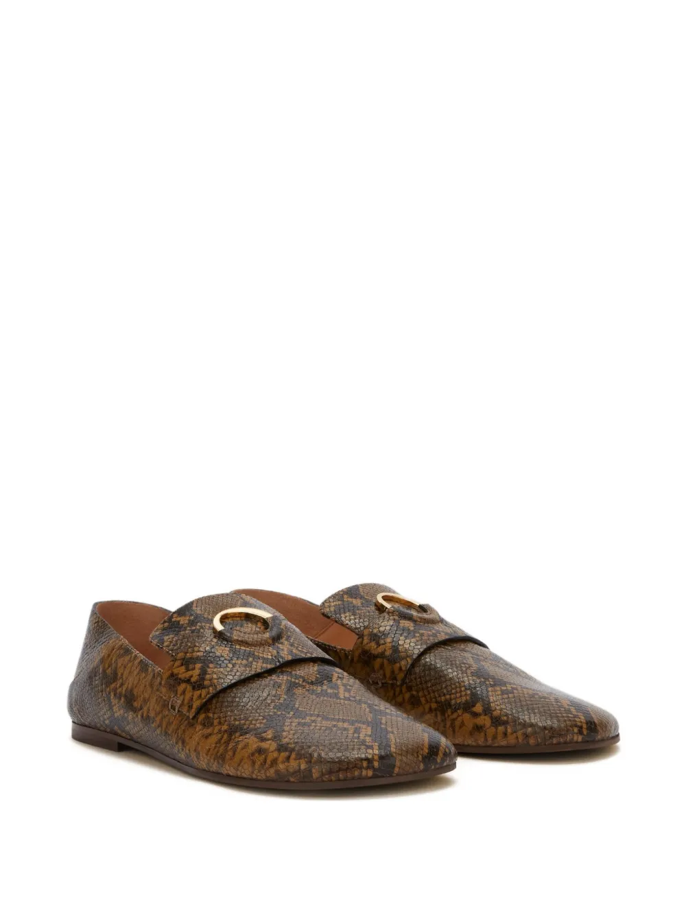 Odissì Kali leren loafers met pythonprint Beige