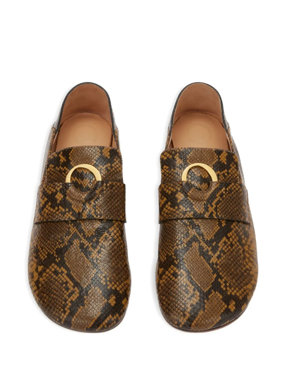 Odissì Kali leren loafers met pythonprint Beige