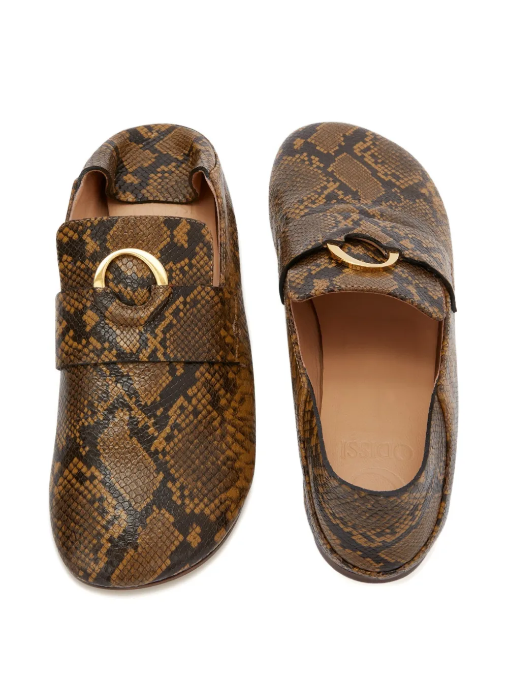 Odissì Kali leren loafers met pythonprint Beige