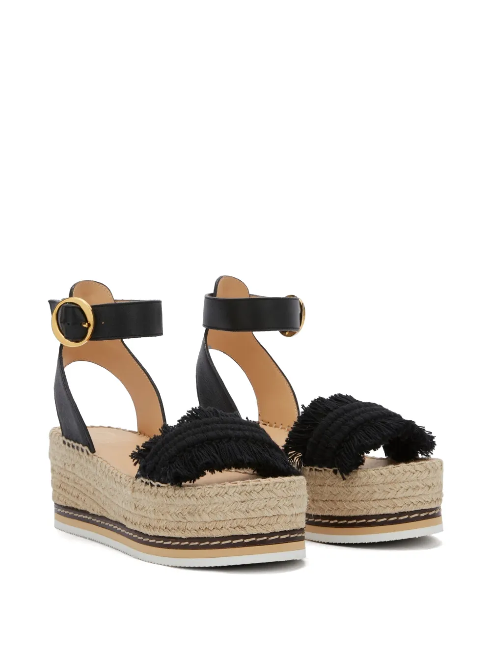 ODISSI Lily espadrilles met sleehak Zwart