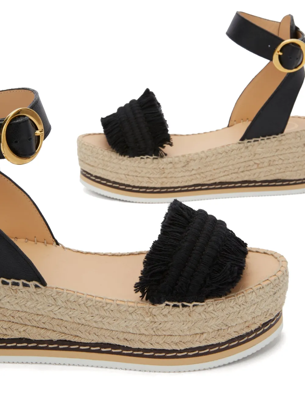 ODISSI Lily espadrilles met sleehak Zwart