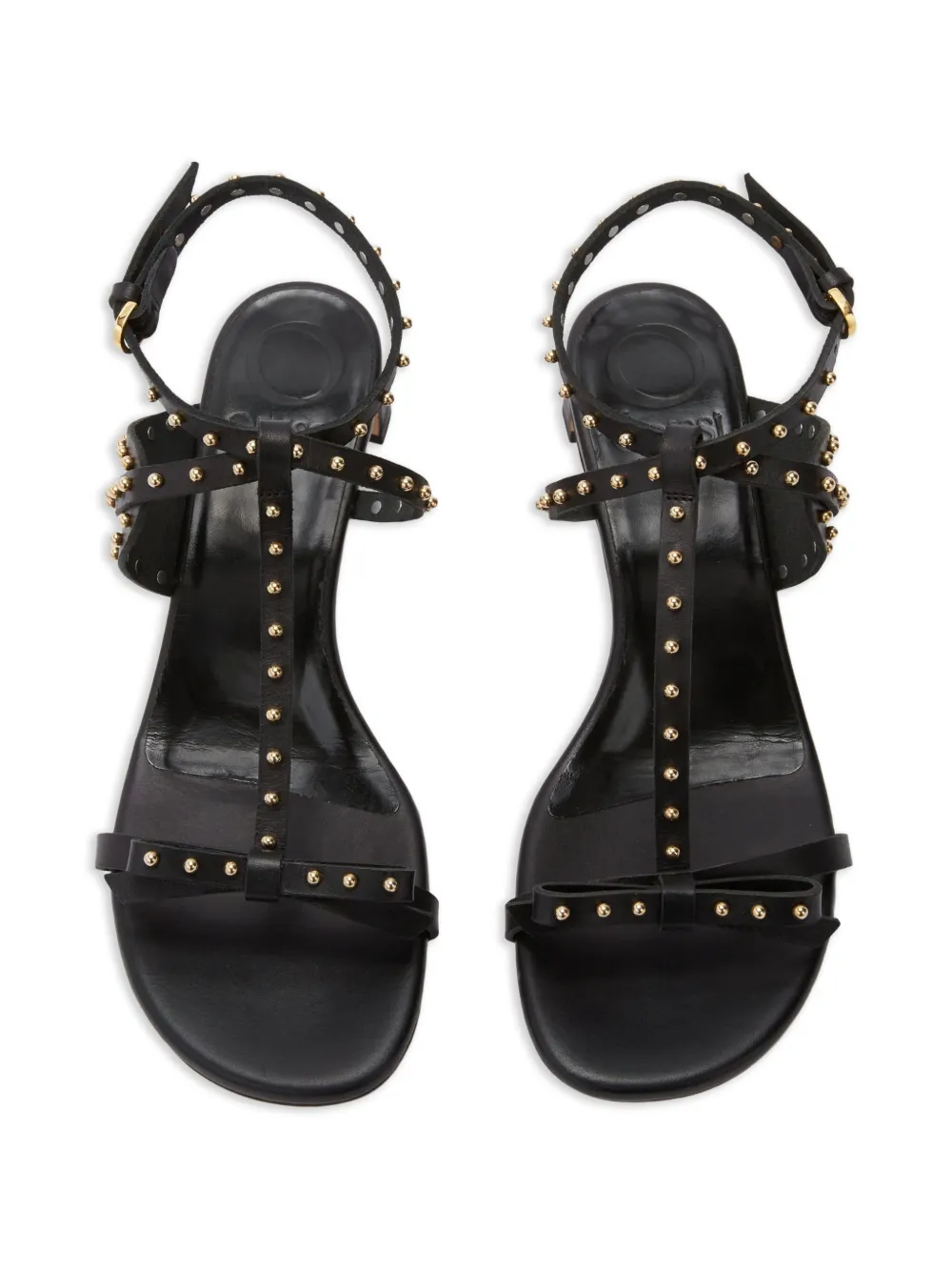 ODISSI Jackie Mid leren sandalen Zwart
