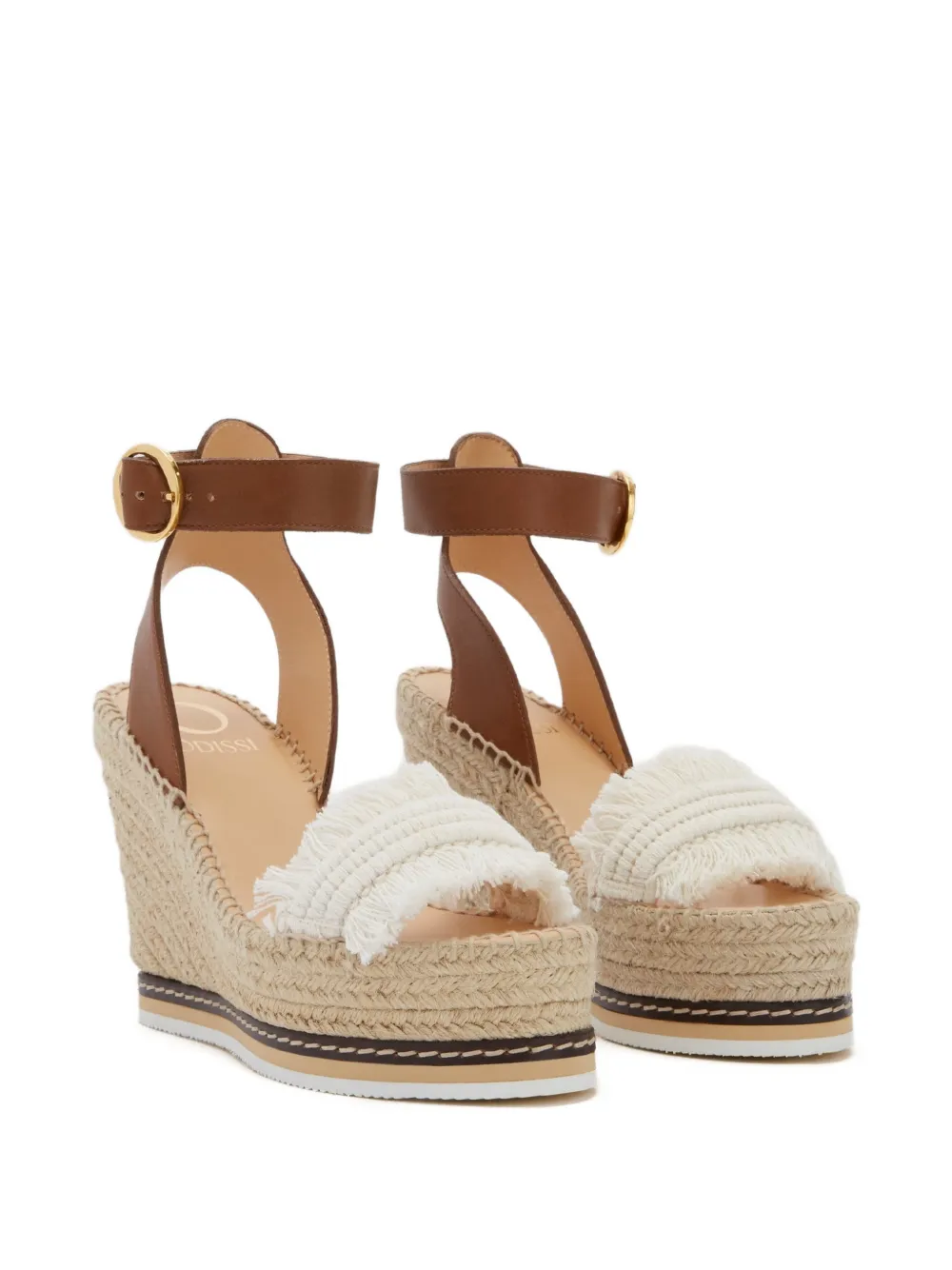 ODISSI Lily espadrilles met sleehak Bruin