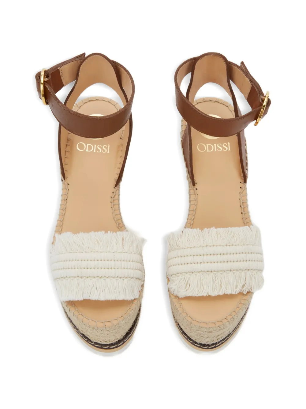 ODISSI Lily espadrilles met sleehak Bruin