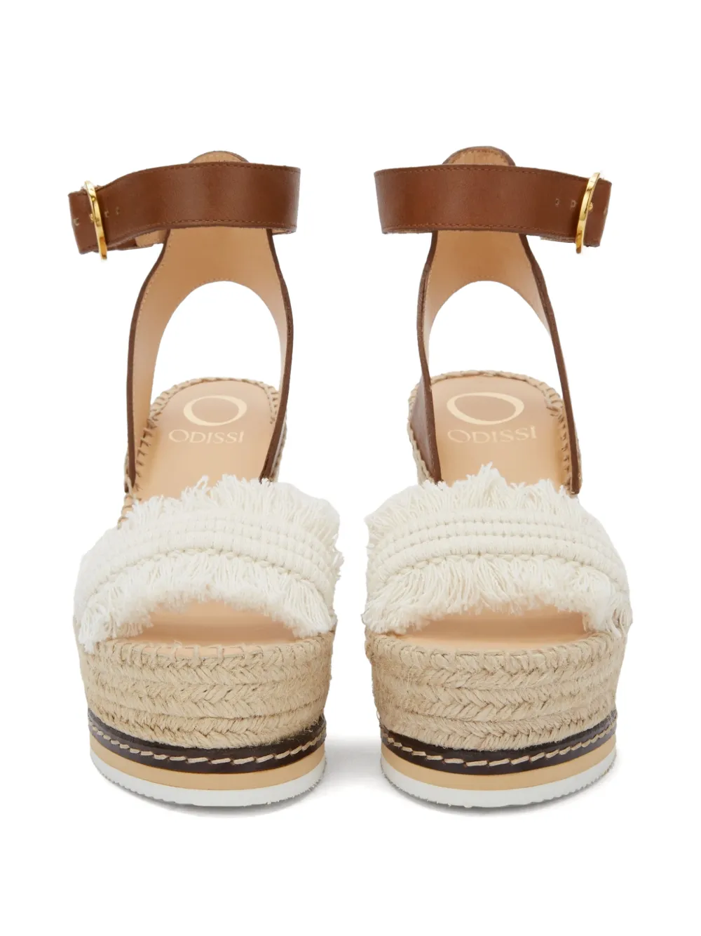 ODISSI Lily espadrilles met sleehak Bruin