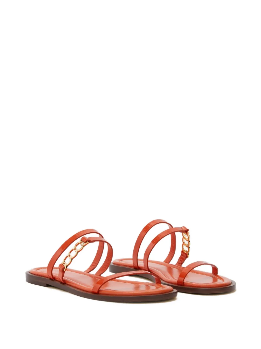 ODISSI Juliet platte leren sandalen Oranje