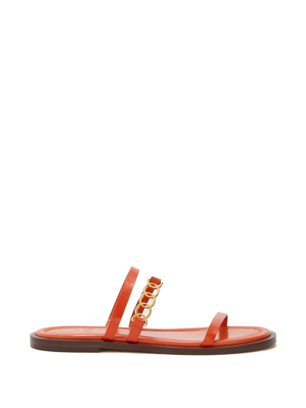 ODISSI Juliet platte leren sandalen Oranje
