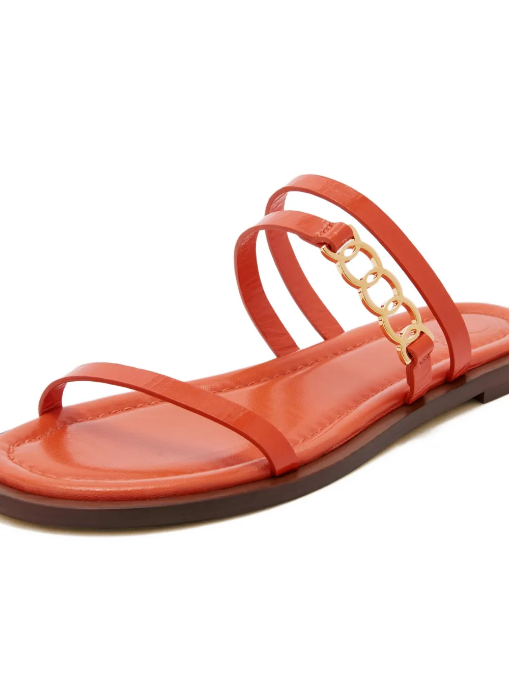 ODISSI Juliet platte leren sandalen Oranje
