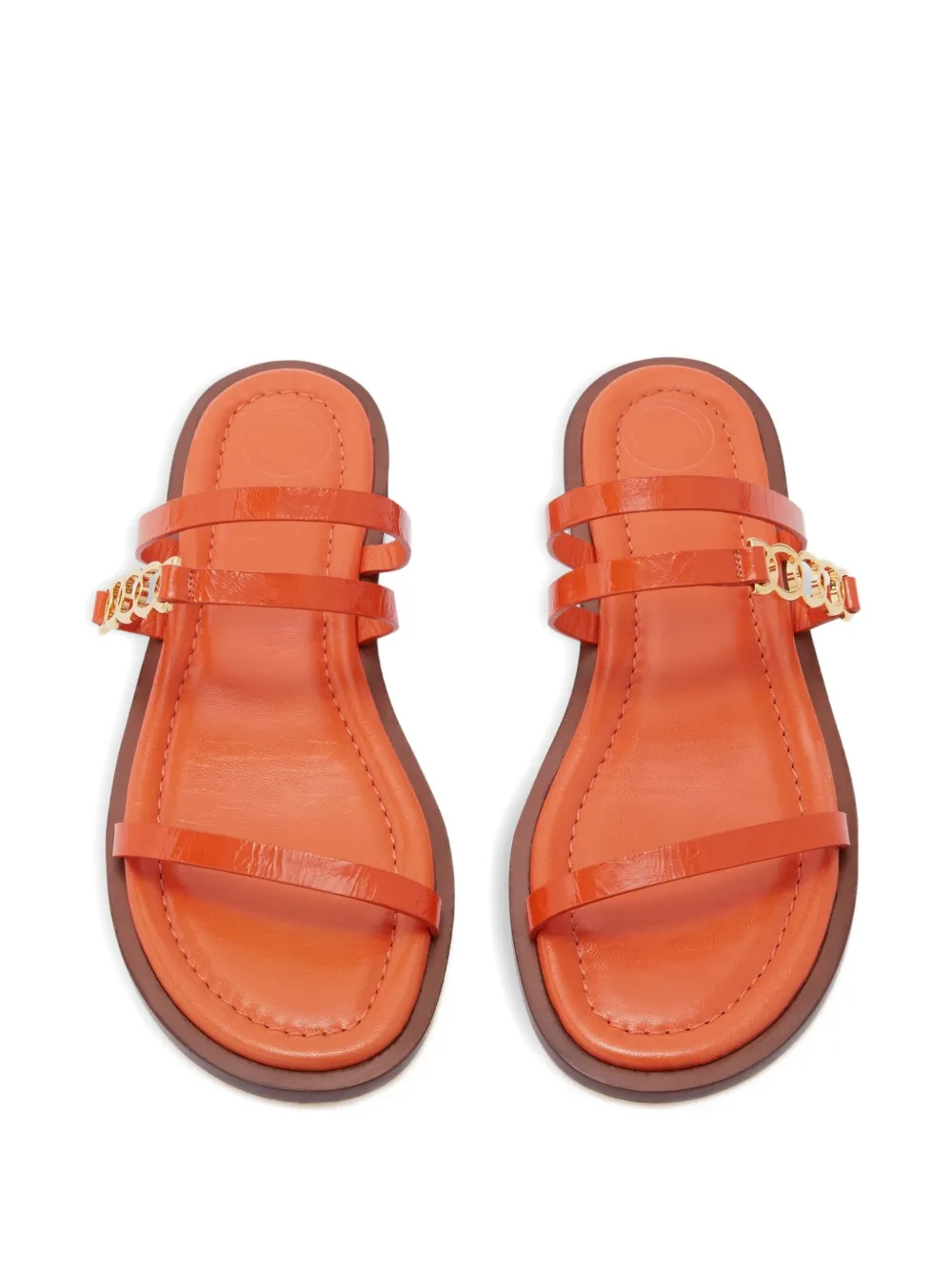 ODISSI Juliet platte leren sandalen Oranje