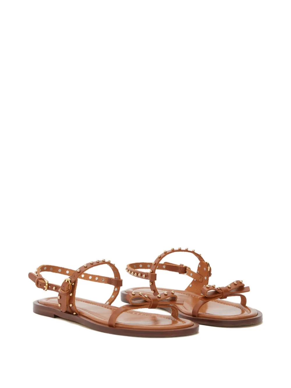 ODISSI Jackie leren sandalen met strikdetail Bruin
