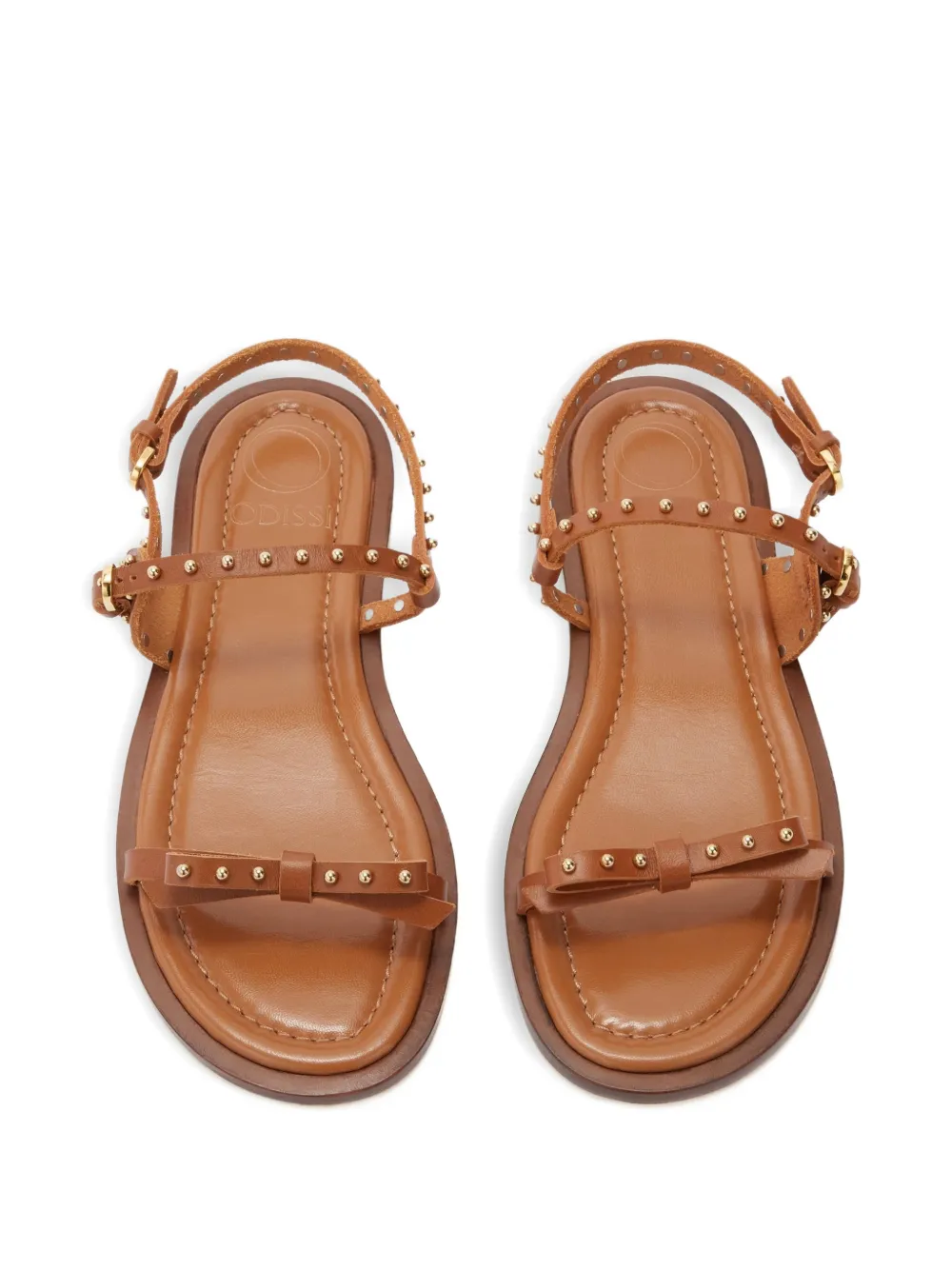 ODISSI Jackie leren sandalen met strikdetail Bruin