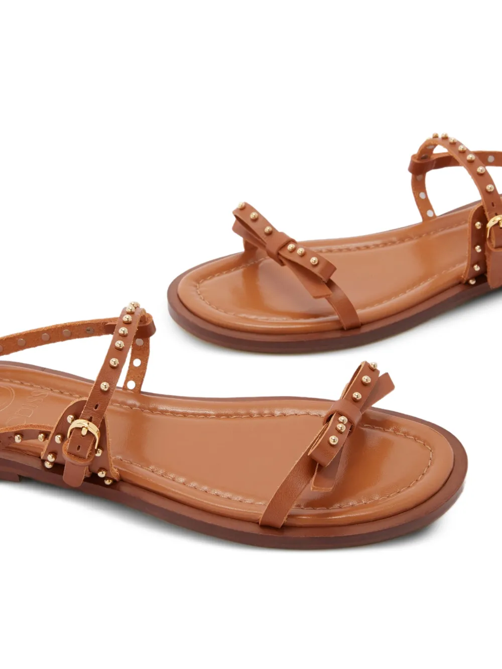 ODISSI Jackie leren sandalen met strikdetail Bruin