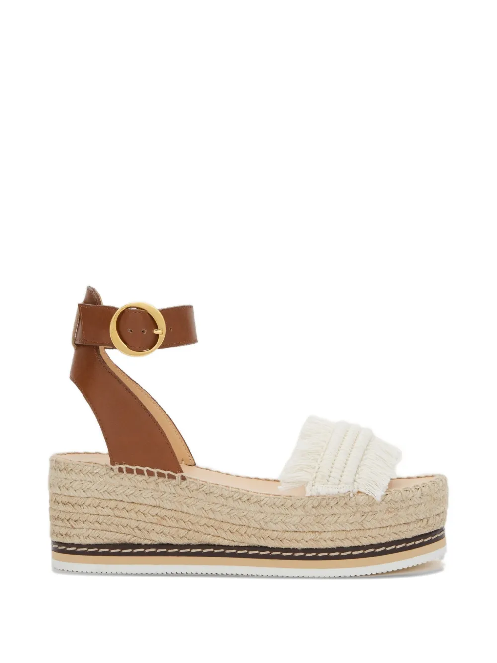 ODISSI Lily espadrilles met sleehak Bruin