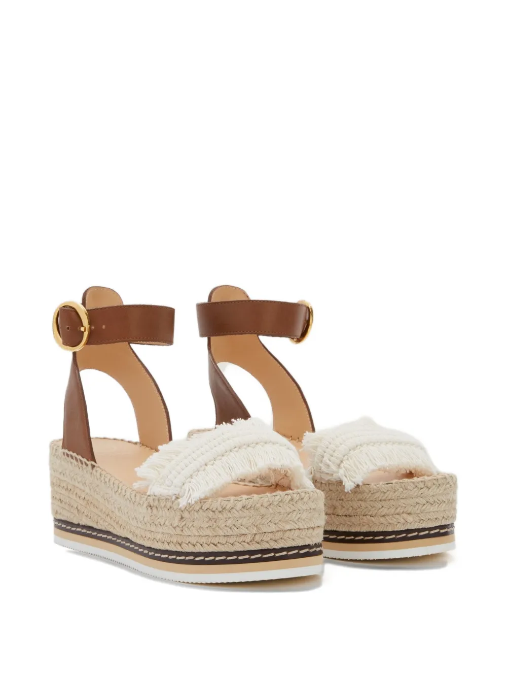 ODISSI Lily espadrilles met sleehak Bruin